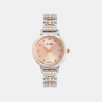 Fashion Women Quartz Peach Dial Analog Stainless Steel Watch AH7EA2X1