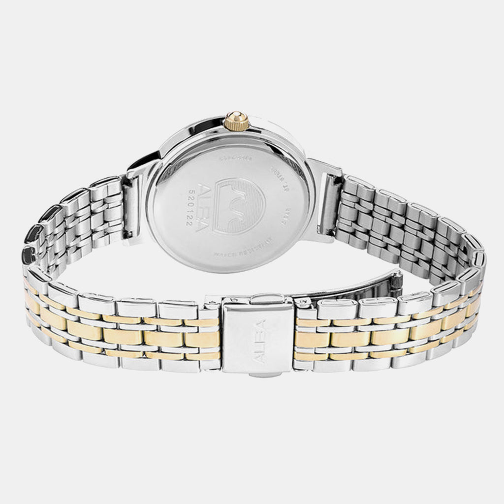 Fashion Women Quartz Champagne Dial Analog Stainless Steel Watch AH7EA4X1