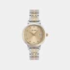 Fashion Women Quartz Champagne Dial Analog Stainless Steel Watch AH7EA4X1