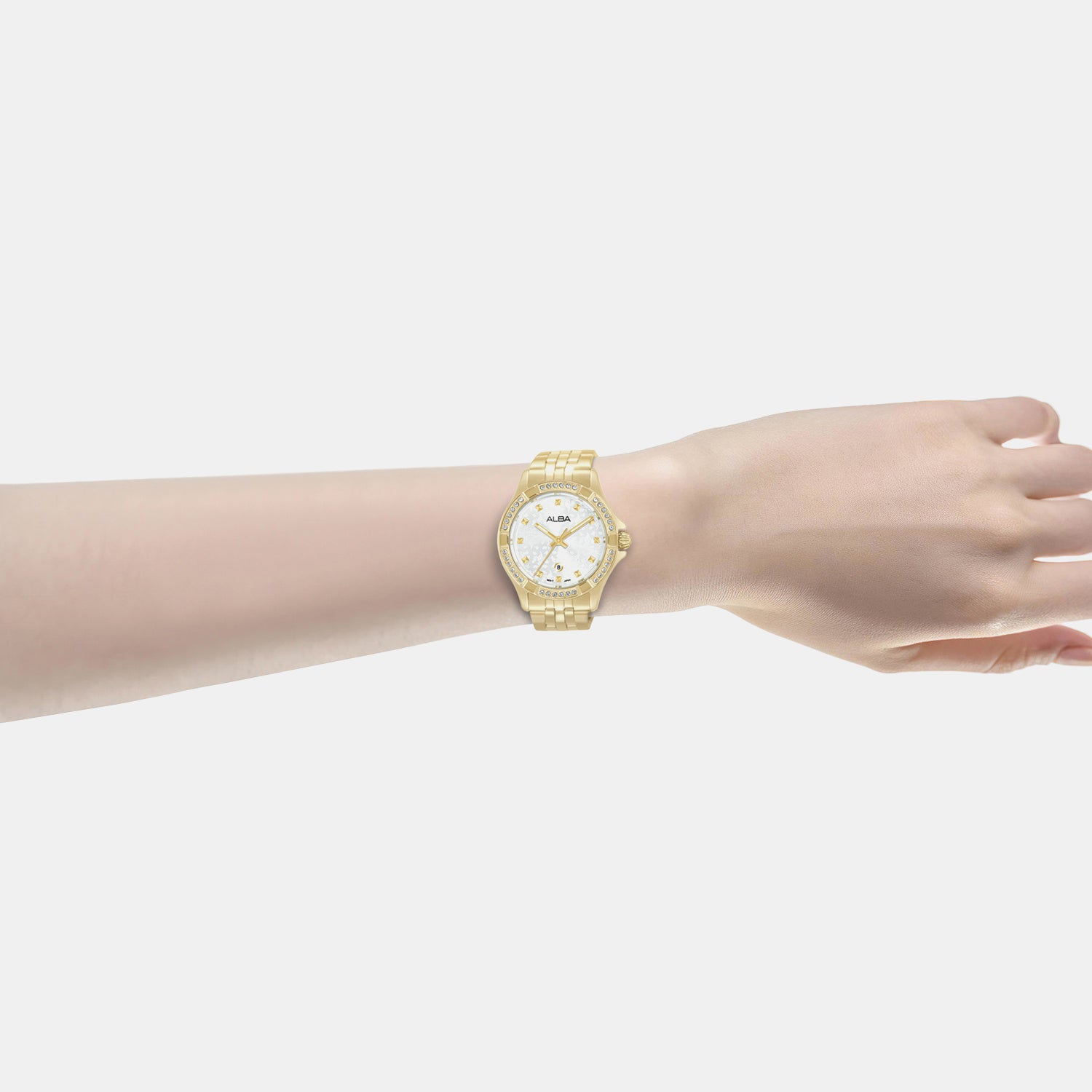 Women Quartz Silver Dial Analog Stainless Steel Watch AH7ED6X1