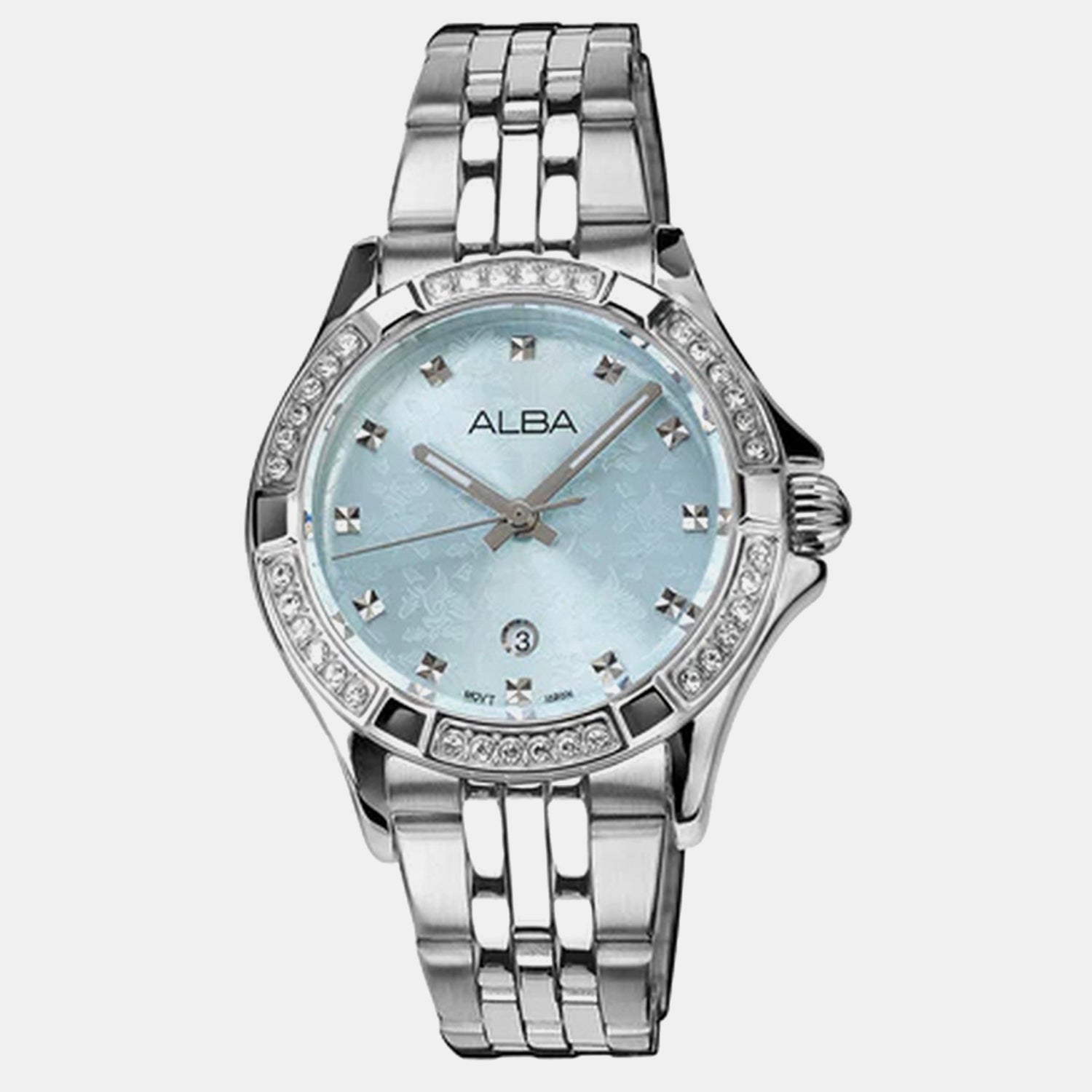 Women Quartz Blue Dial Analog Stainless Steel Watch AH7EE3X1