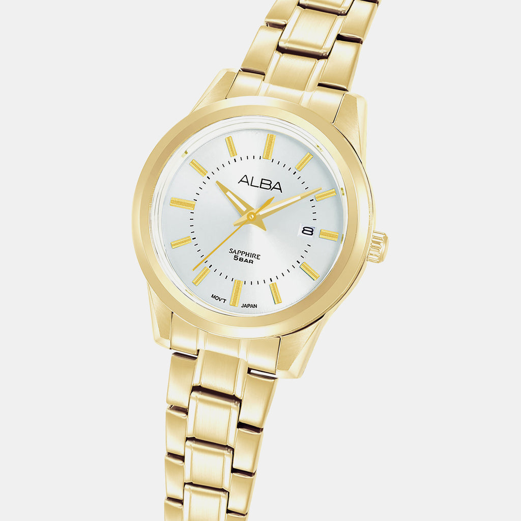 Women Quartz Silver Dial Analog Stainless Steel Watch AH7EE6X1