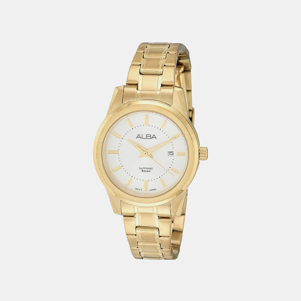 Women Quartz Silver Dial Analog Stainless Steel Watch AH7EE6X1