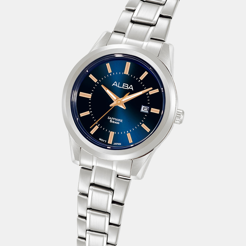 Prestige Women Quartz Blue Dial Analog Stainless Steel Watch AH7EE9X1