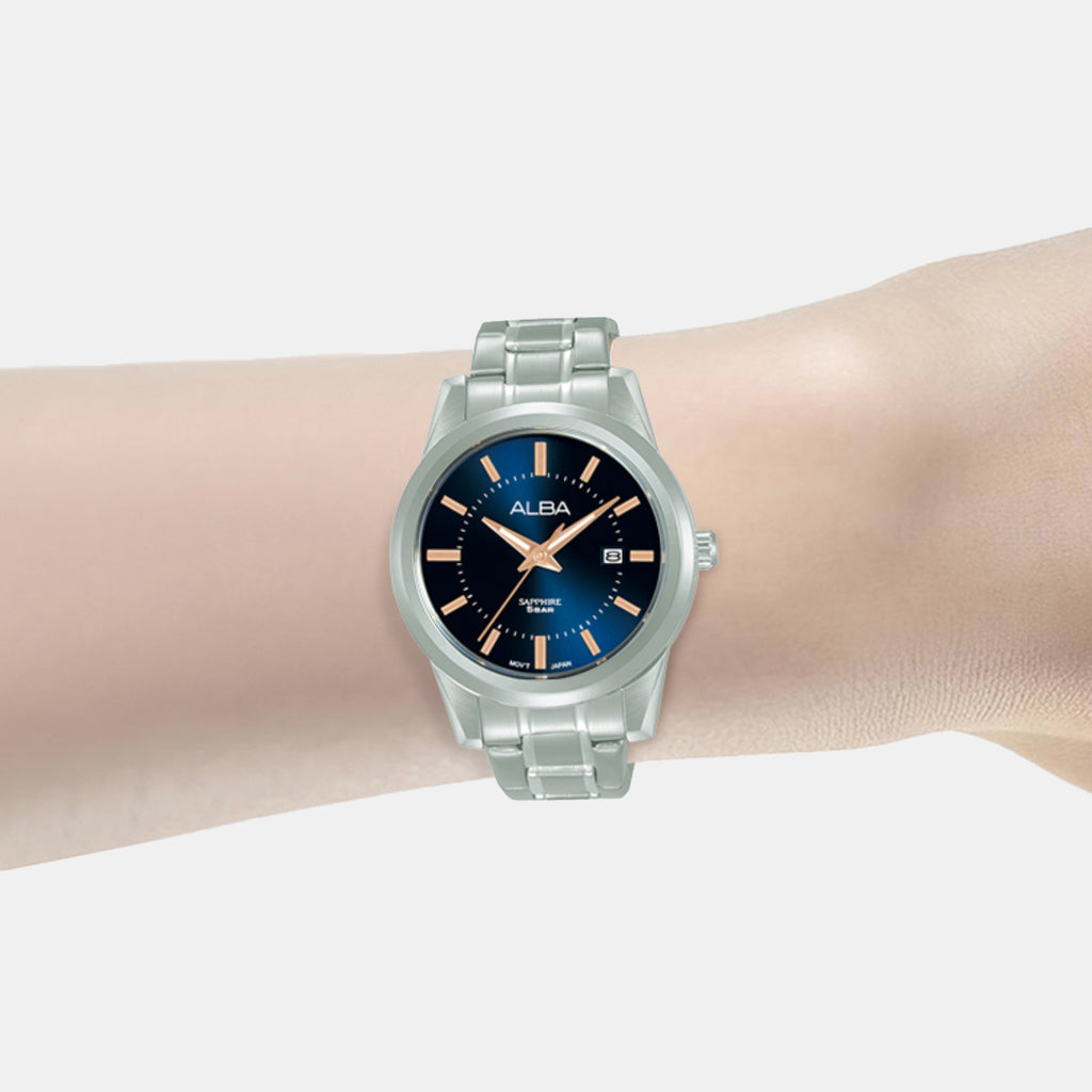 Prestige Women Quartz Blue Dial Analog Stainless Steel Watch AH7EE9X1