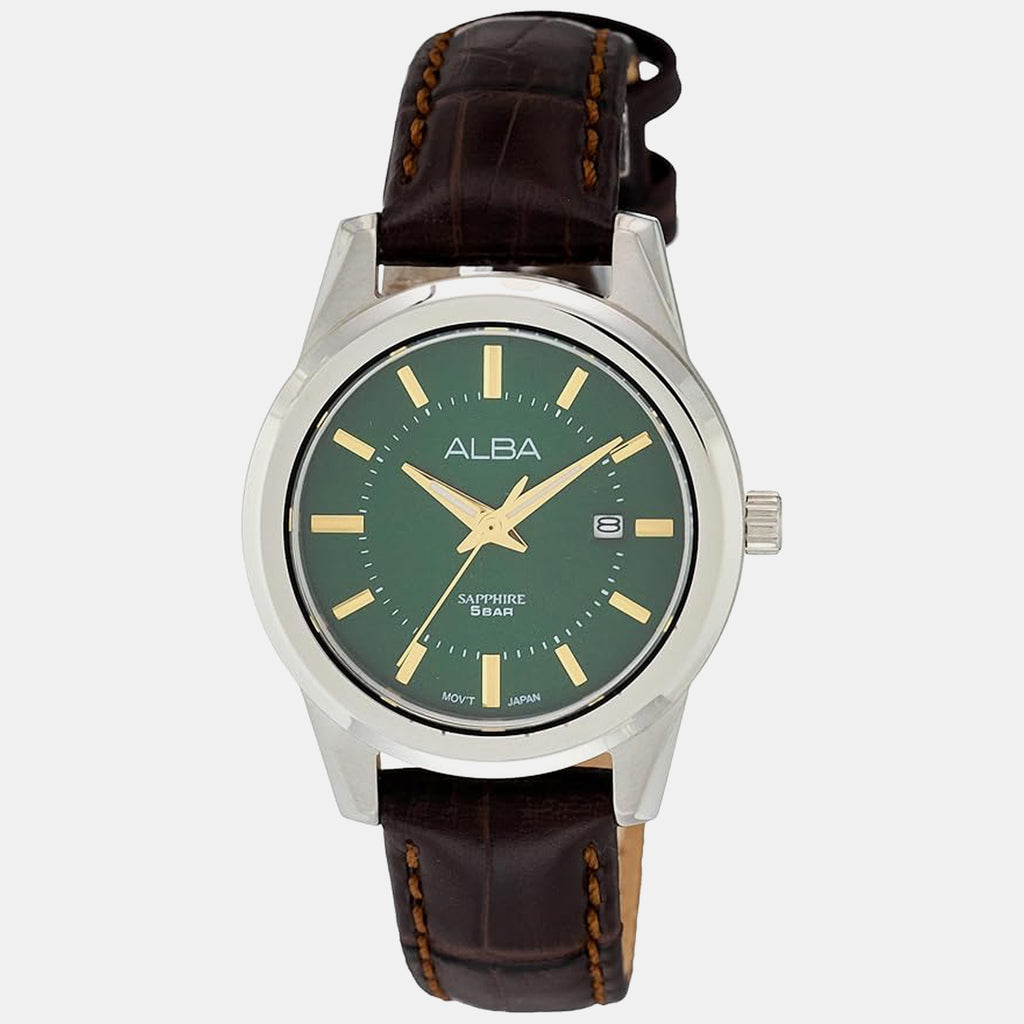 Prestige Women Quartz Green Dial Analog Leather Watch AH7EF5X1