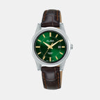 Prestige Women Quartz Green Dial Analog Leather Watch AH7EF5X1
