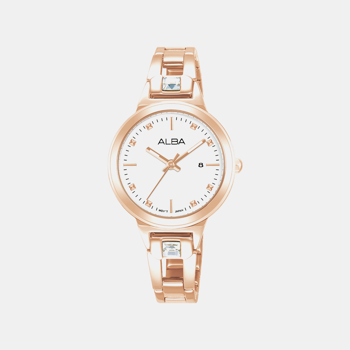 Fashion Women Quartz Silver Dial Analog Stainless Steel Watch AH7EH4X1