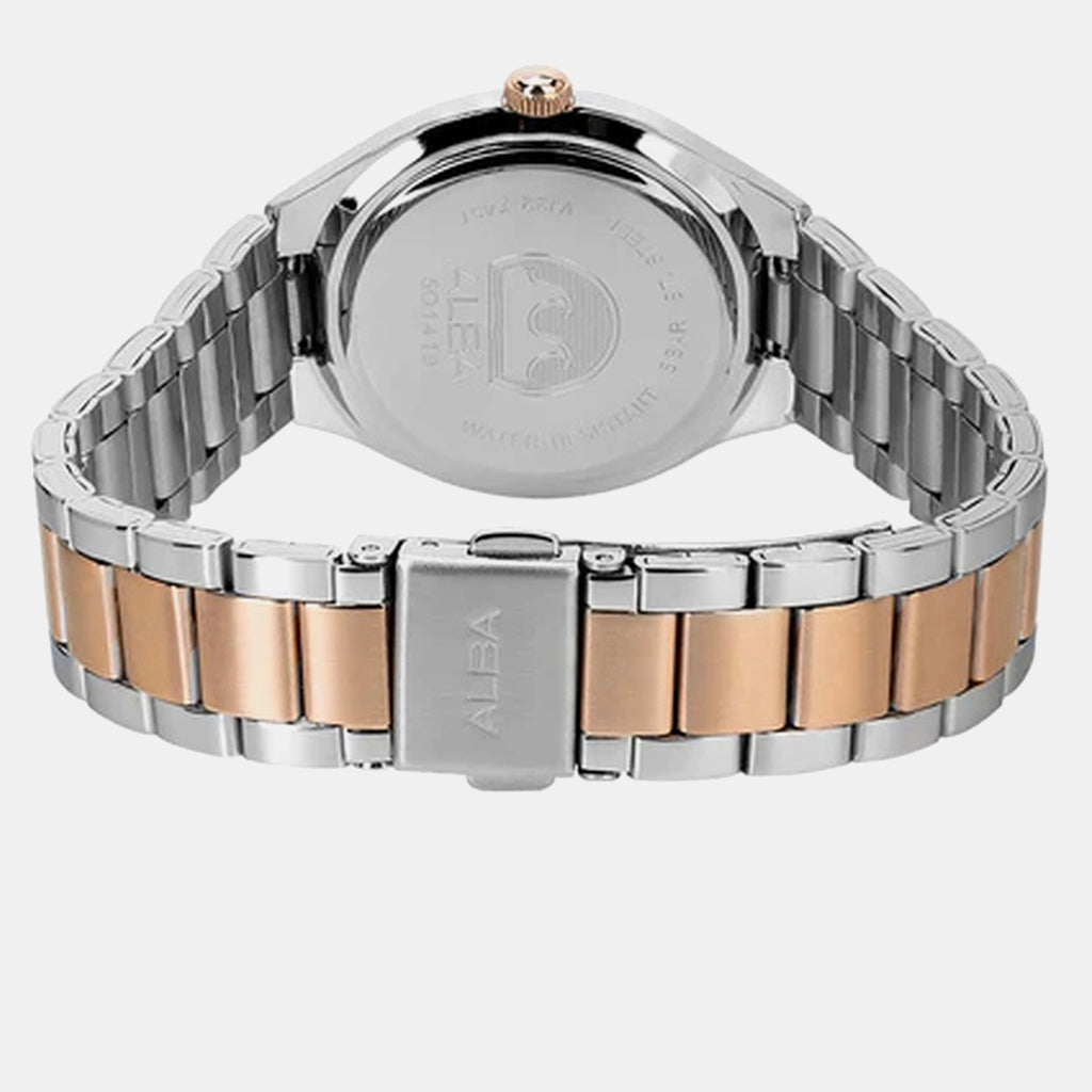 Stardust Elegance Women Quartz Black Dial Analog Stainless Steel Watch AH7ET6X1