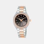 Stardust Elegance Women Quartz Black Dial Analog Stainless Steel Watch AH7ET6X1