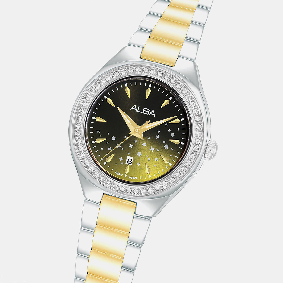 Fashion Women Quartz Black Dial Analog Stainless Steel Watch AH7ET7X1