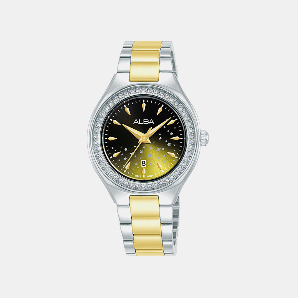 Fashion Women Quartz Multicolour Dial Analog Stainless Steel Watch AH7ET7X1