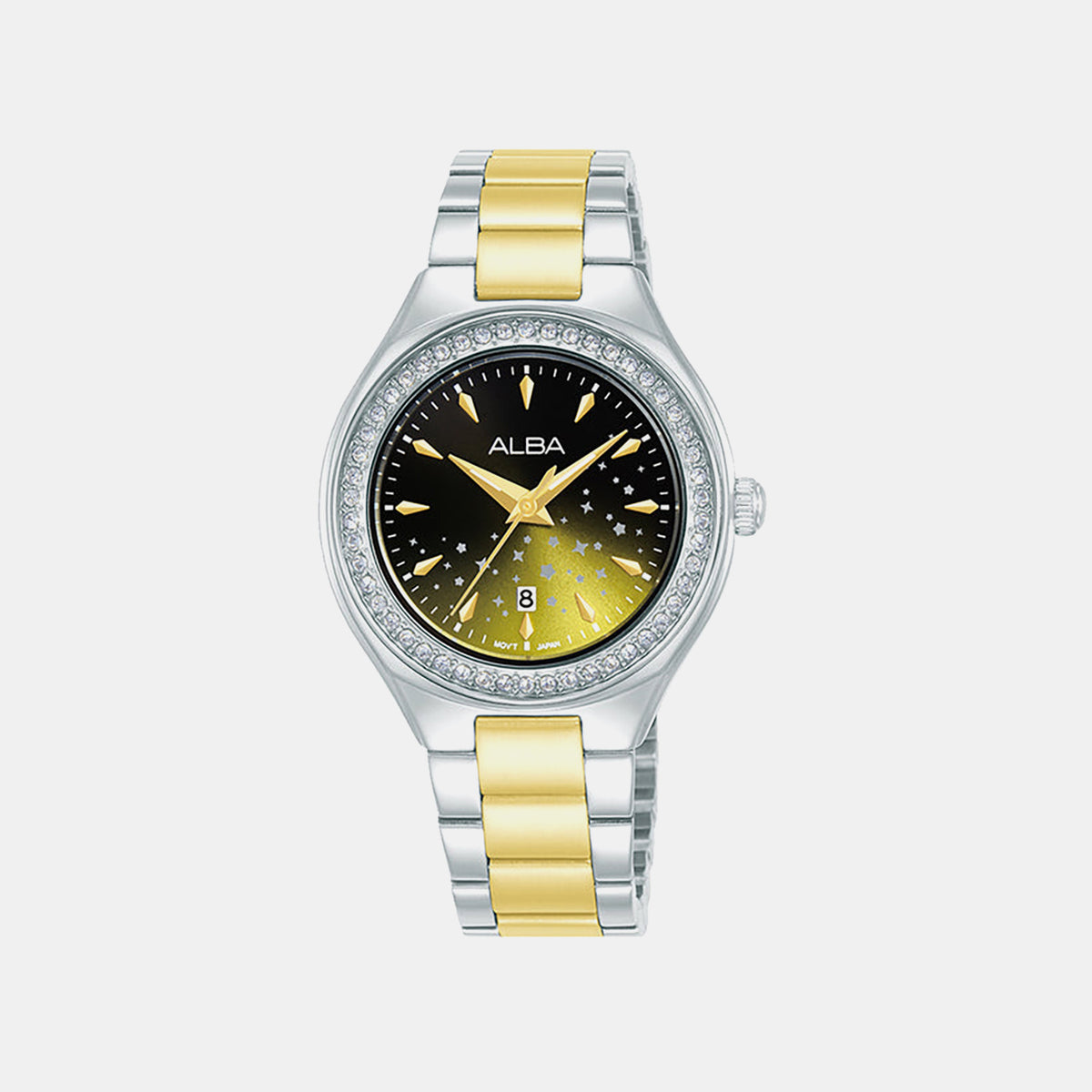 Fashion Women Quartz Black Dial Analog Stainless Steel Watch AH7ET7X1