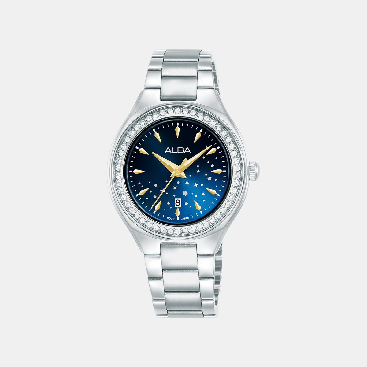 Fashion Women Quartz Blue Dial Analog Stainless Steel Watch AH7EU1X1
