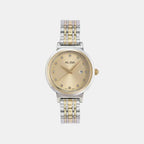 Women Quartz Champagne Dial Analog Stainless Steel Watch AH7EX4X1