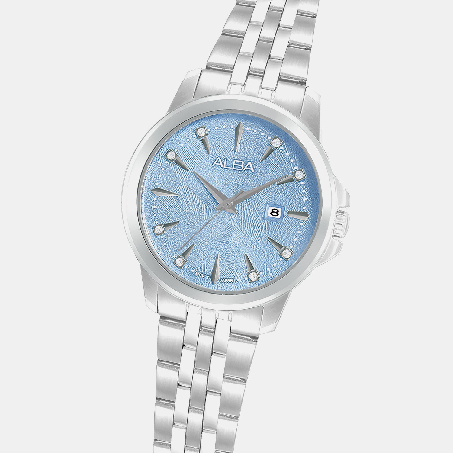 Fashion Women Quartz Blue Dial Analog Stainless Steel Watch AH7EY1X1
