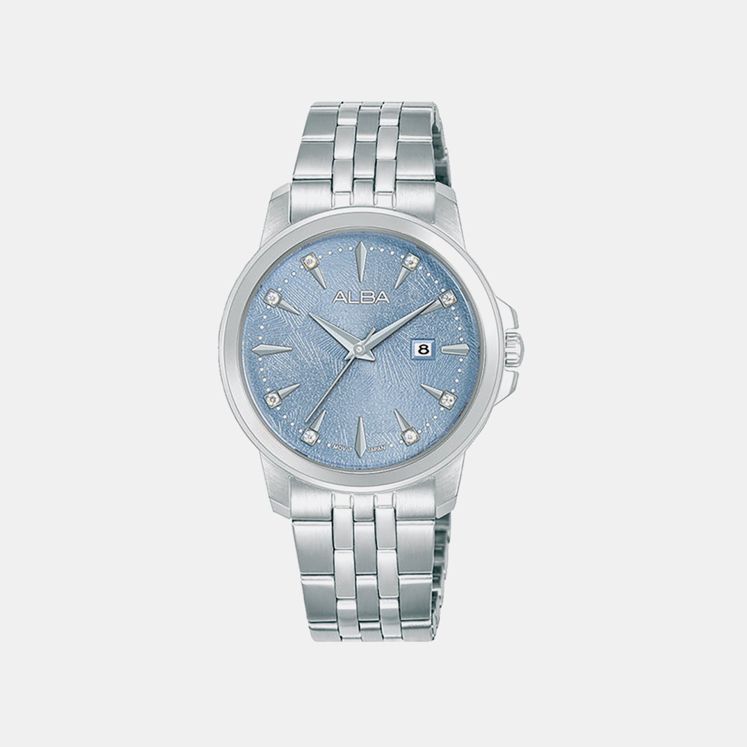 Fashion Women Quartz Blue Dial Analog Stainless Steel Watch AH7EY1X1