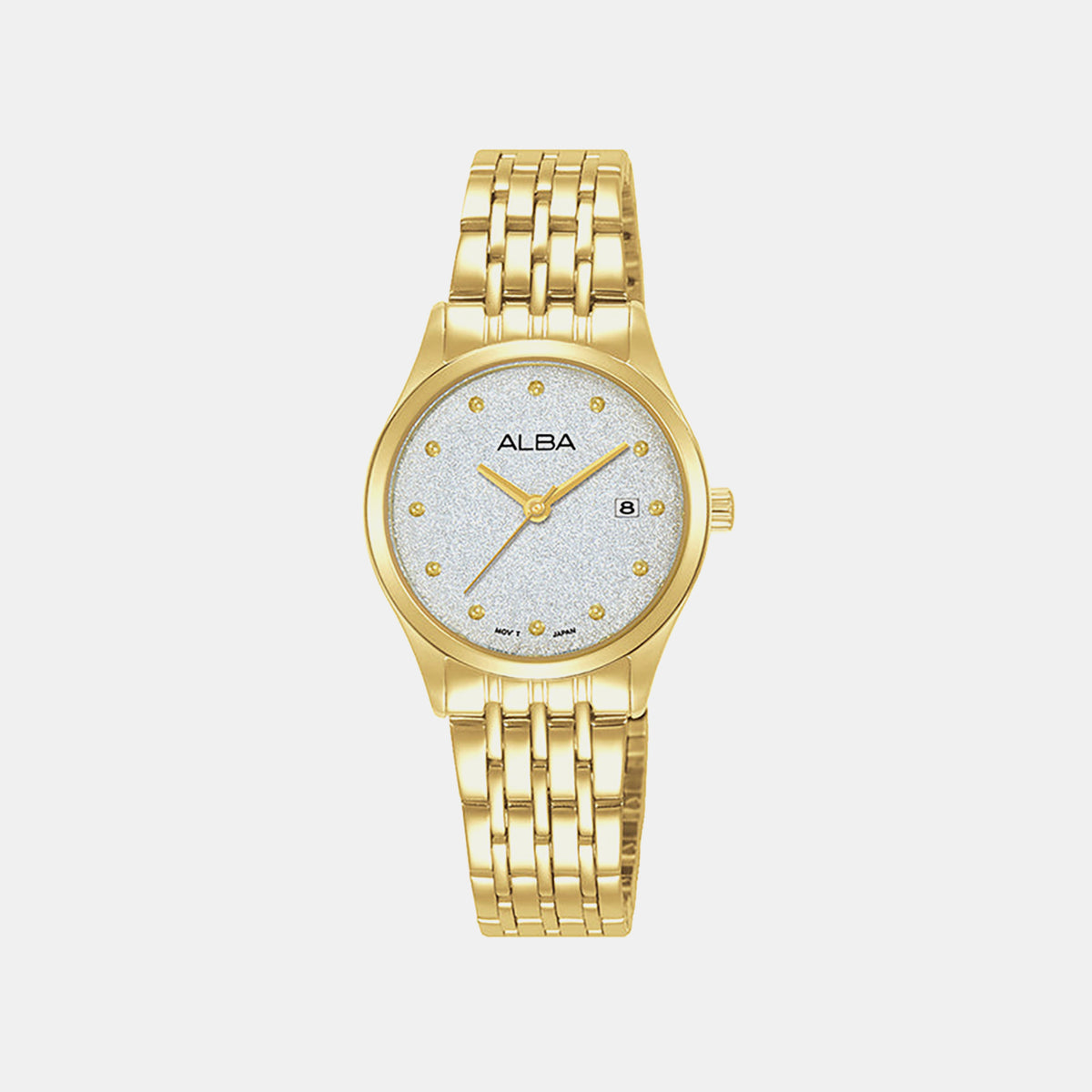 Fashion Women Quartz Silver Dial Analog Stainless Steel Watch AH7EY4X1