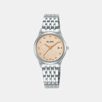 Fashion Women Quartz Champagne Dial Analog Stainless Steel Watch AH7EY9X1