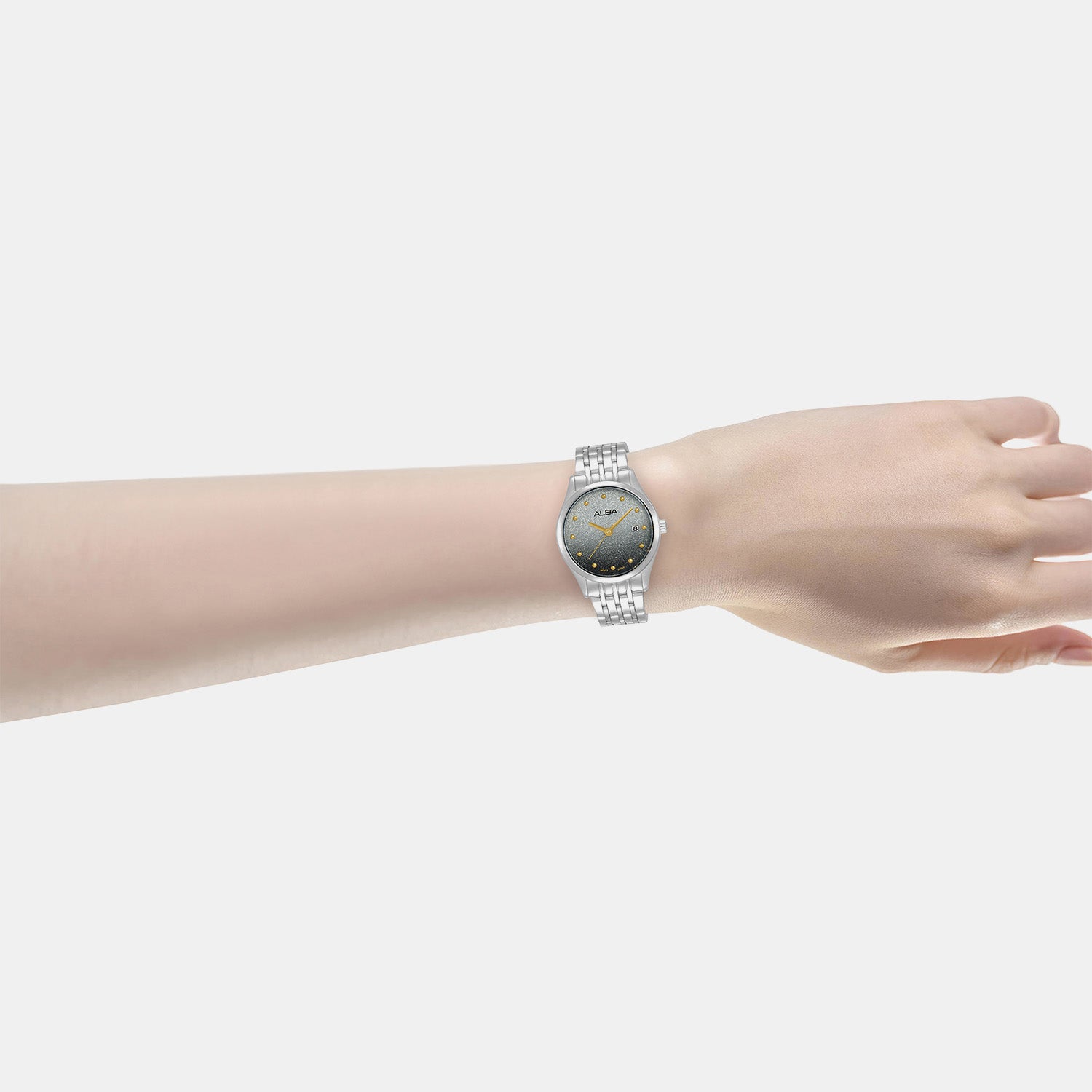 Women Quartz Grey Dial Analog Steel Watch AH7EZ1X1