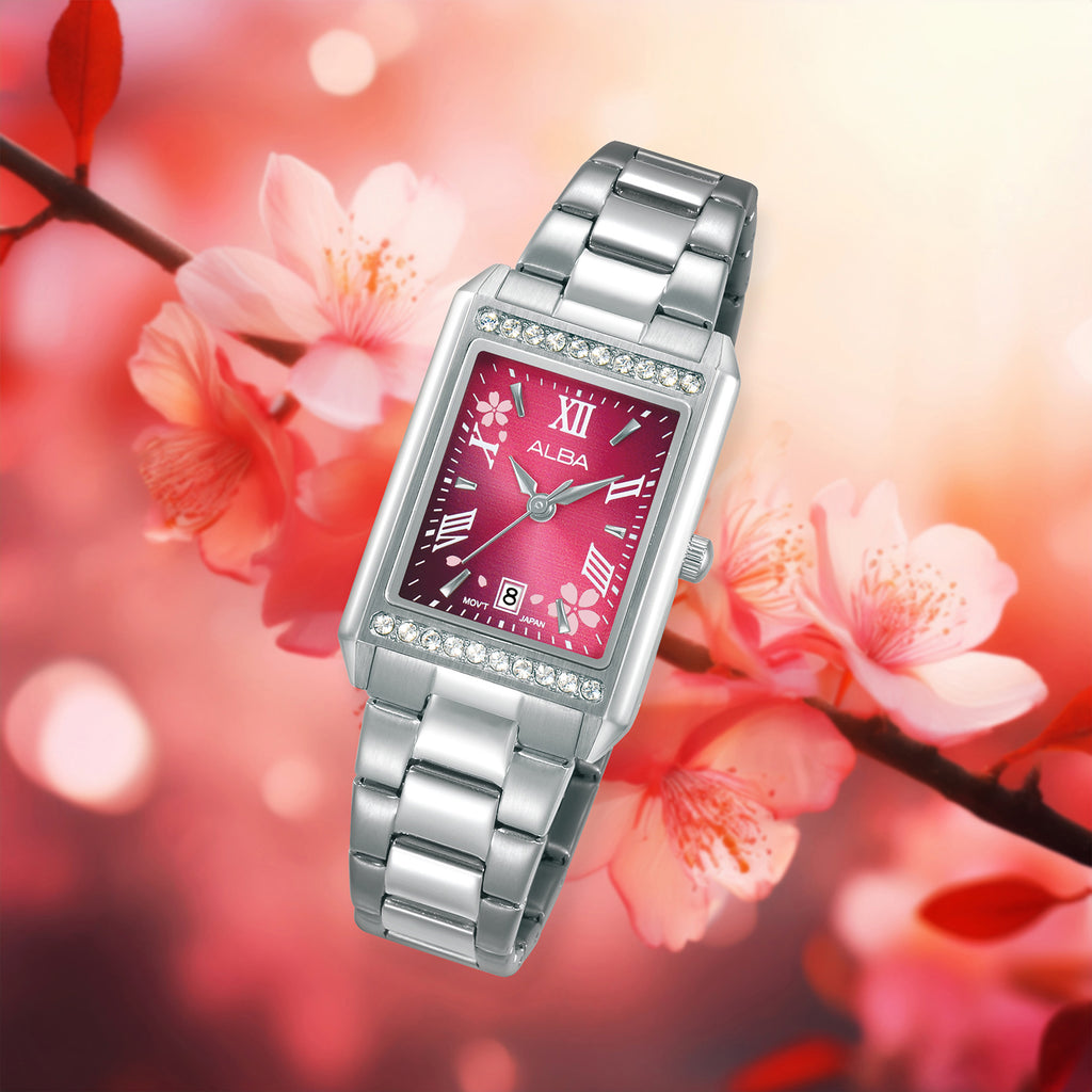 Signa Women Quartz Red Dial Analog Stainless Steel Watch AH7FA5X1