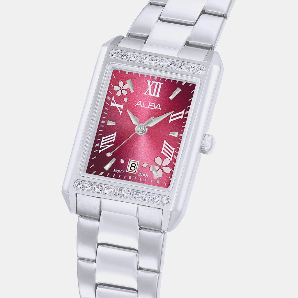 Signa Women Quartz Red Dial Analog Stainless Steel Watch AH7FA5X1