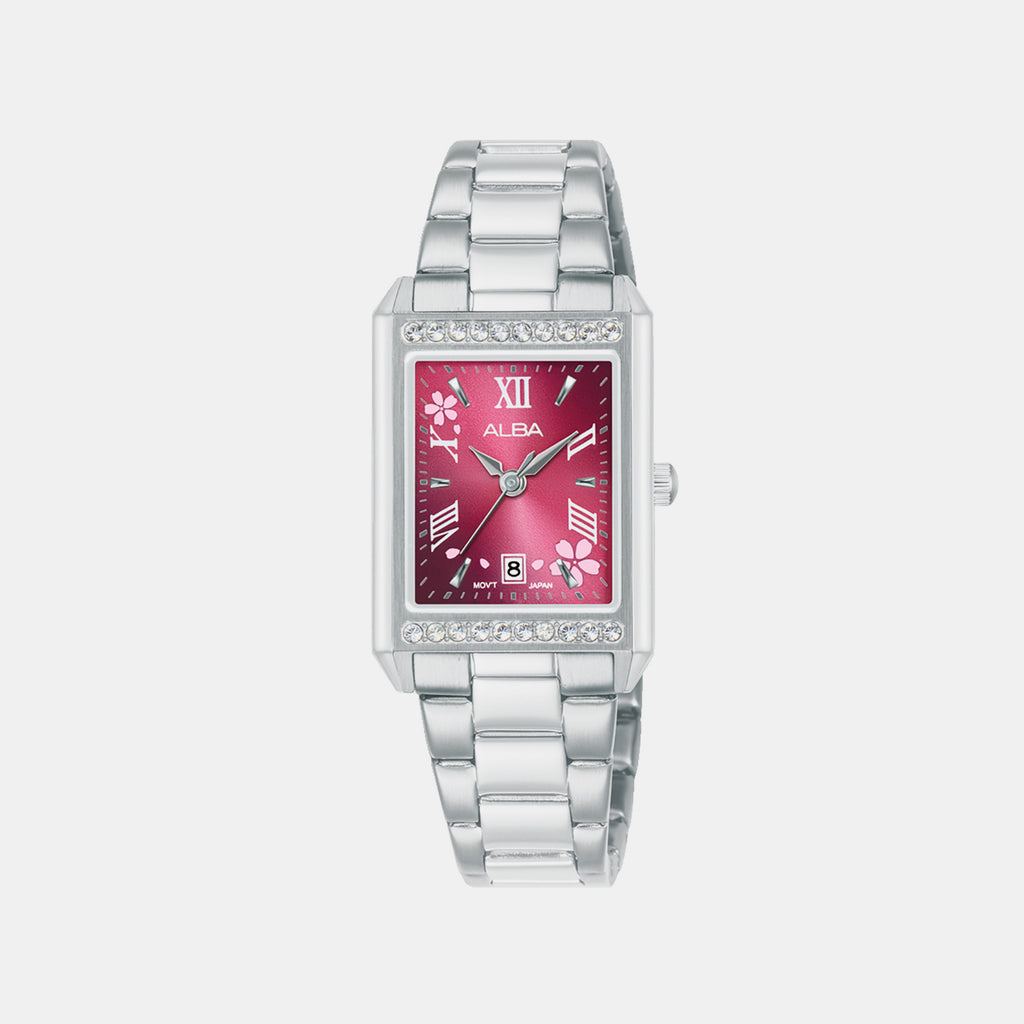 Signa Women Quartz Red Dial Analog Stainless Steel Watch AH7FA5X1