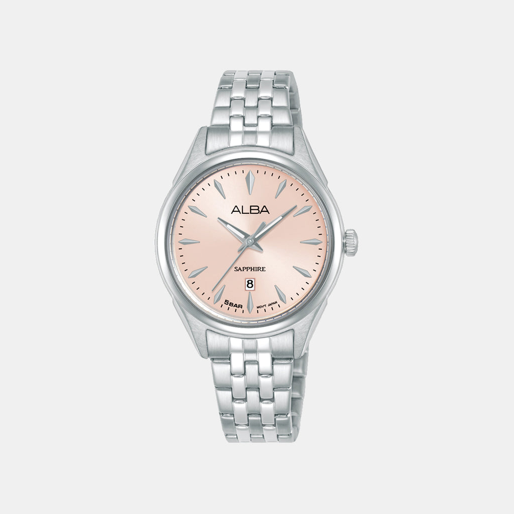 Prestige Women Quartz Pink Dial Analog Stainless Steel Watch AH7FB9X1