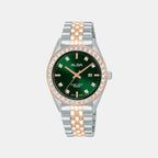 Fashion Women Quartz Green Dial Analog Stainless Steel Watch AH7FD6X1