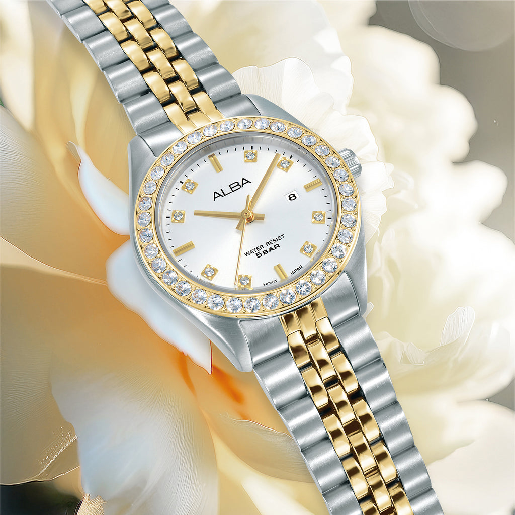 Fashion Women Quartz Silver Dial Analog Stainless Steel Watch AH7FD8X1