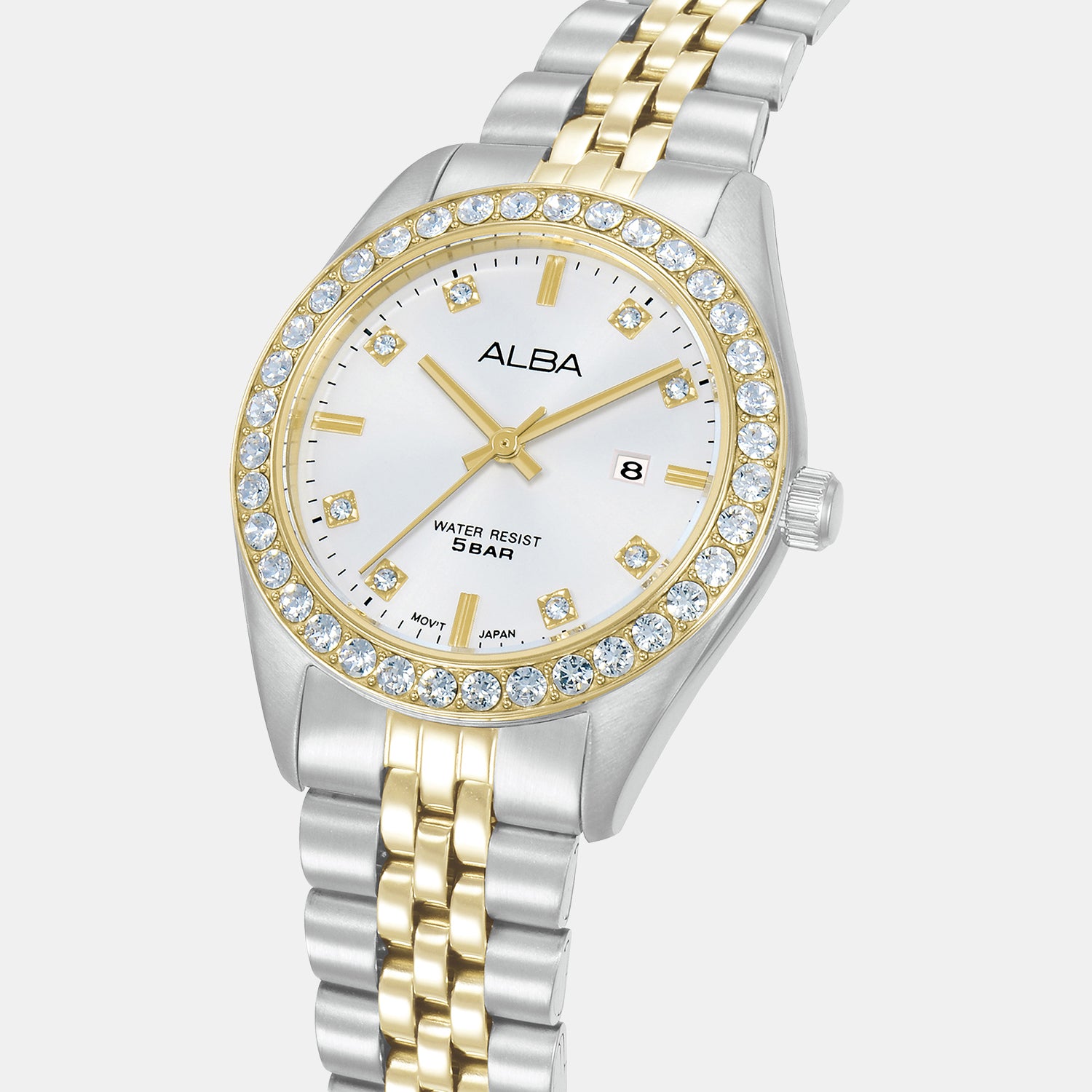 Fashion Women Quartz Silver Dial Analog Stainless Steel Watch AH7FD8X1