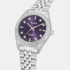 Fashion Women Quartz Purple Dial Analog Stainless Steel Watch AH7FE3X1