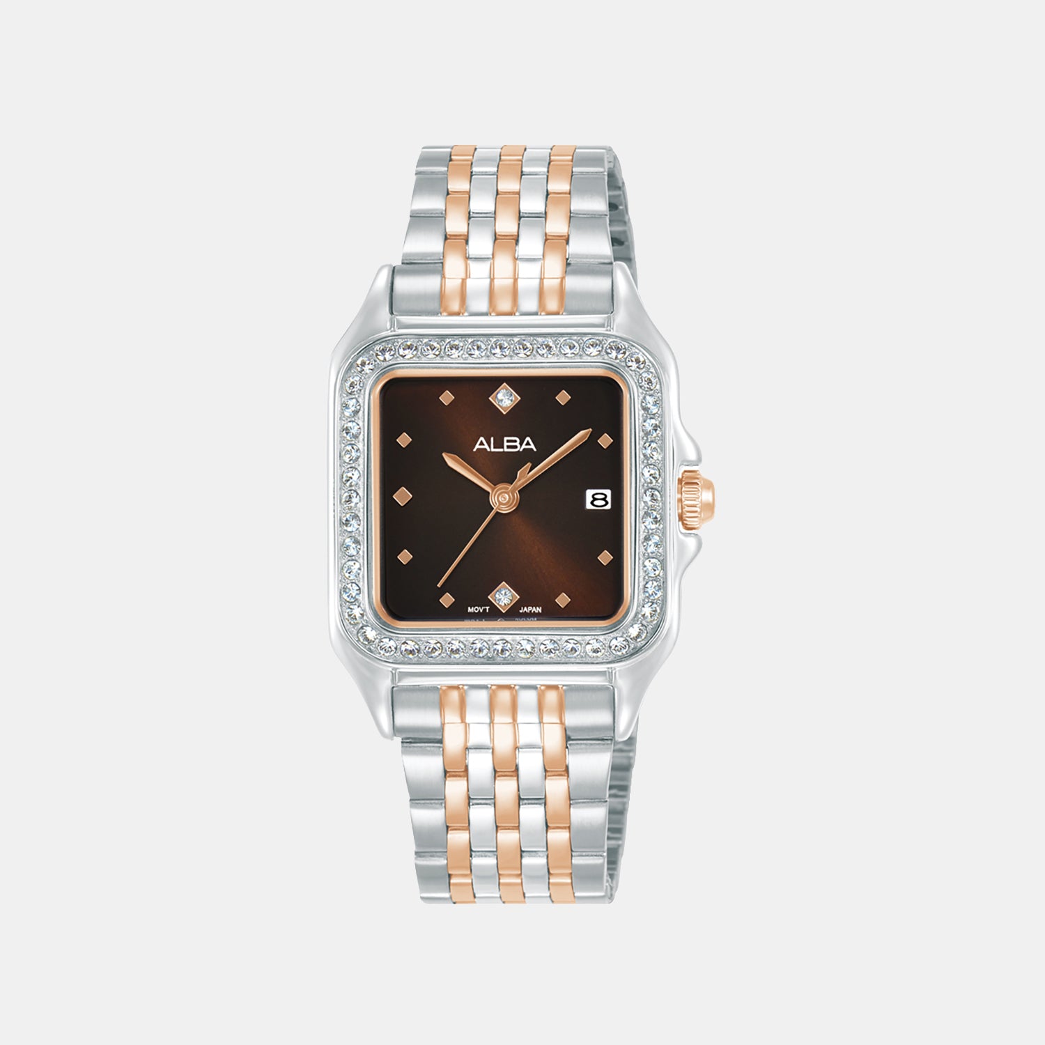 Fashion Women Quartz Brown Dial Analog Stainless Steel Watch AH7FE5X1