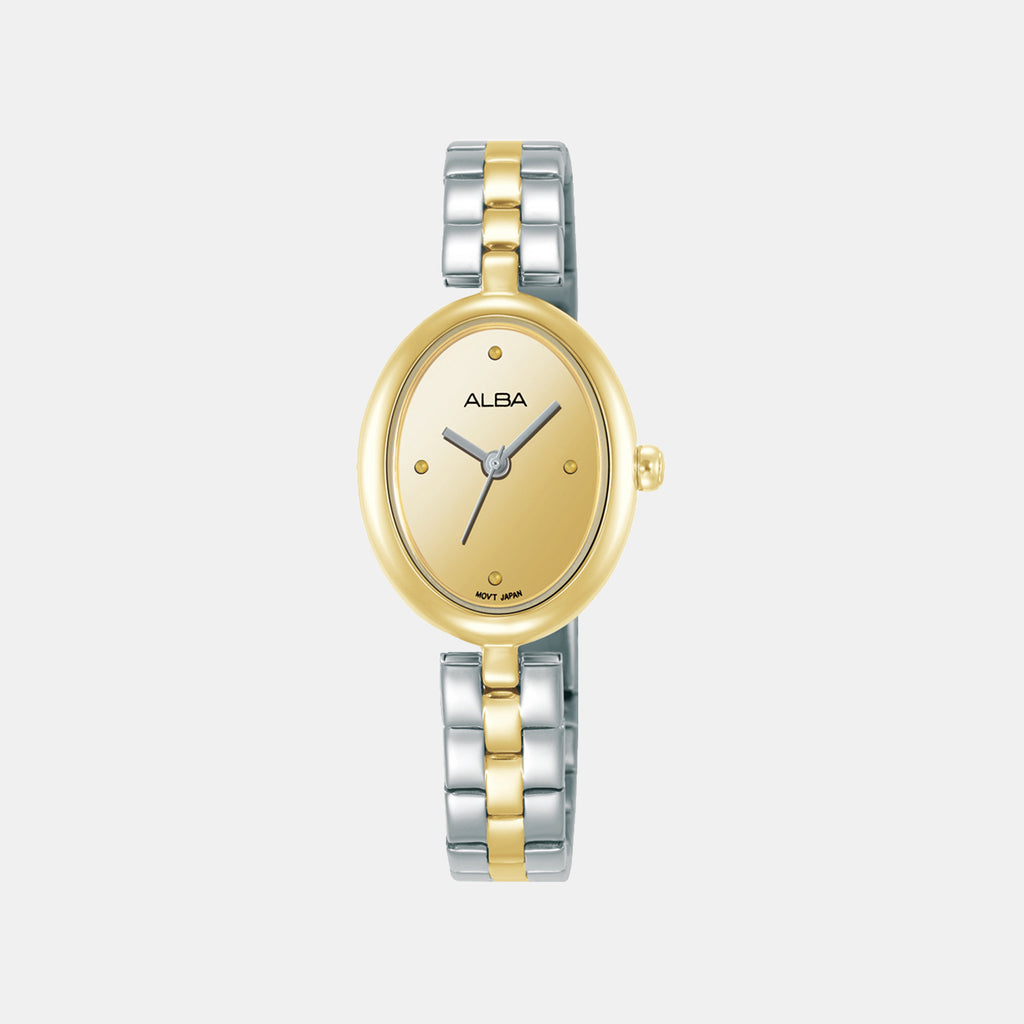 Fashion Women Quartz Gold Dial Analog Stainless Steel Watch AH8920X1