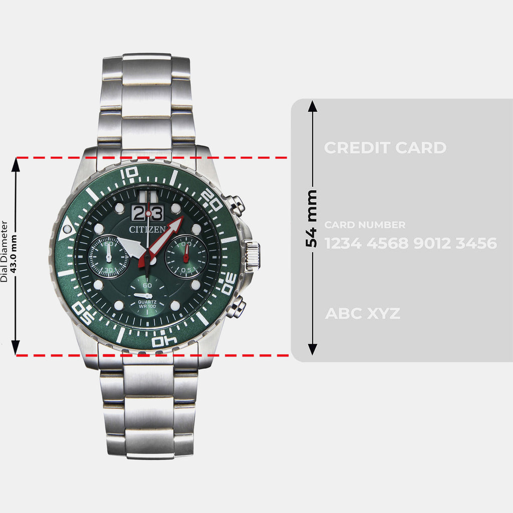 Men Quartz Green Dial Chronograph Stainless Steel Watch AI7009-89X