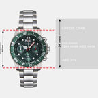 Men Quartz Green Dial Chronograph Stainless Steel Watch AI7009-89X