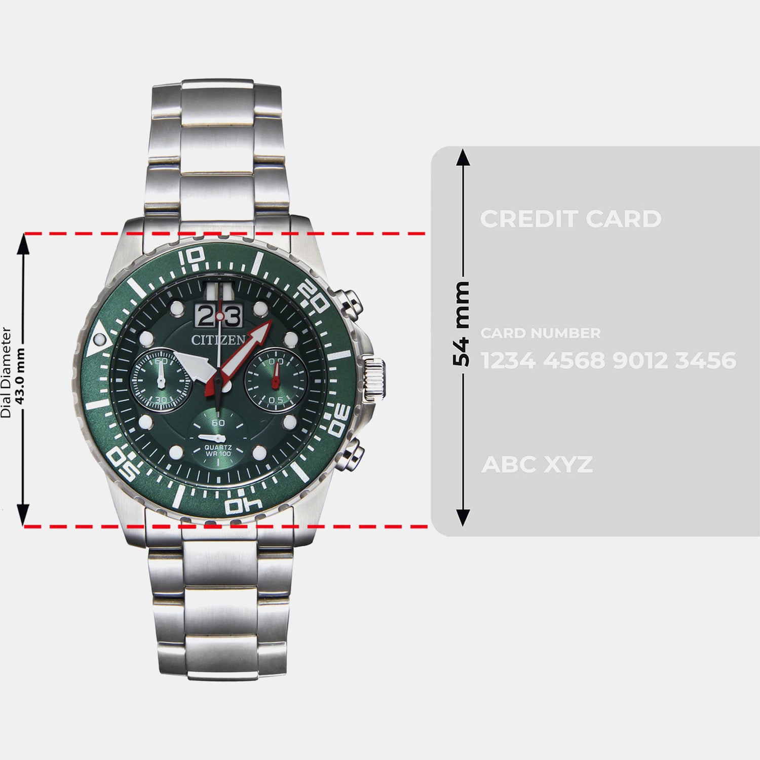 Men Quartz Green Dial Chronograph Stainless Steel Watch AI7009-89X