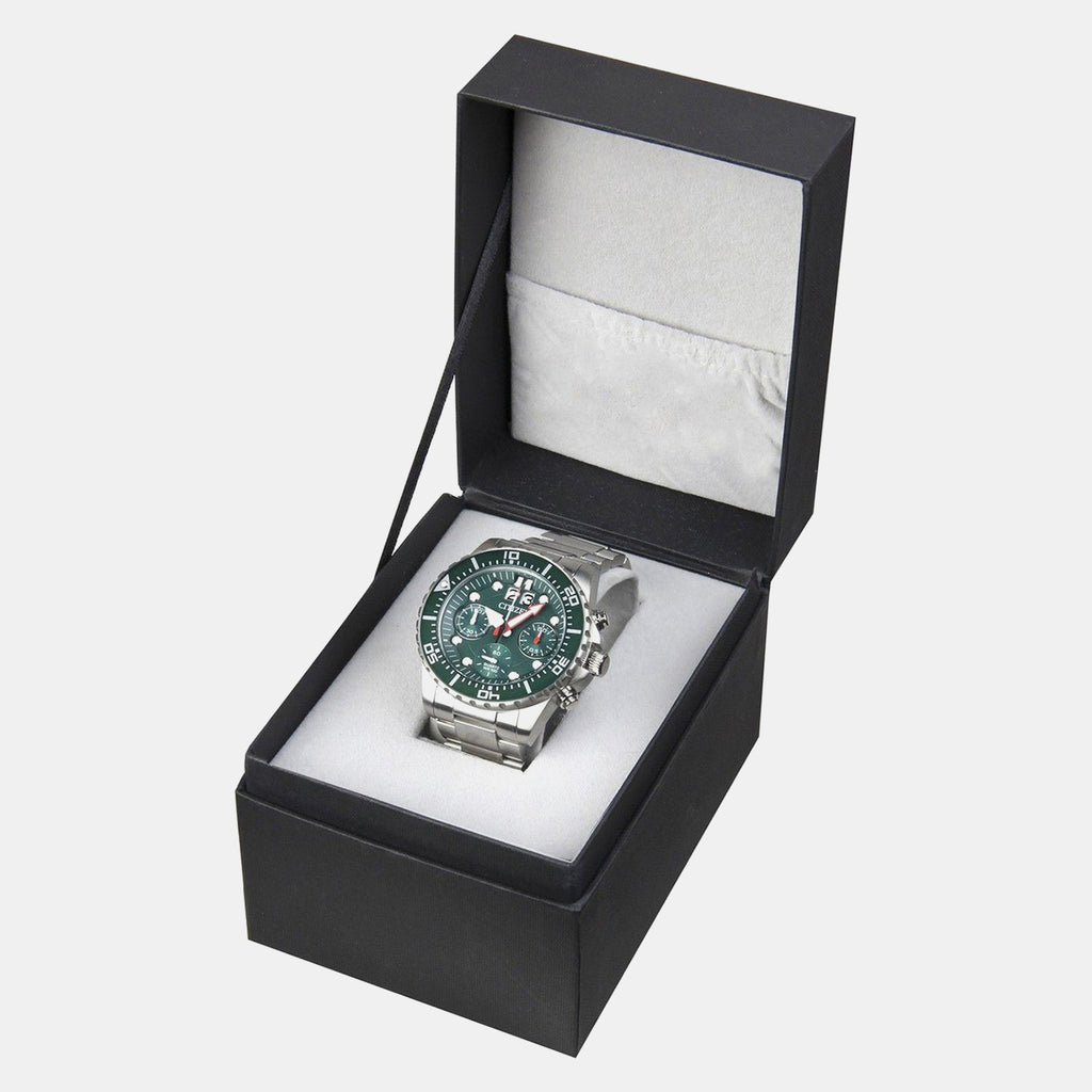 Men Quartz Green Dial Chronograph Stainless Steel Watch AI7009-89X