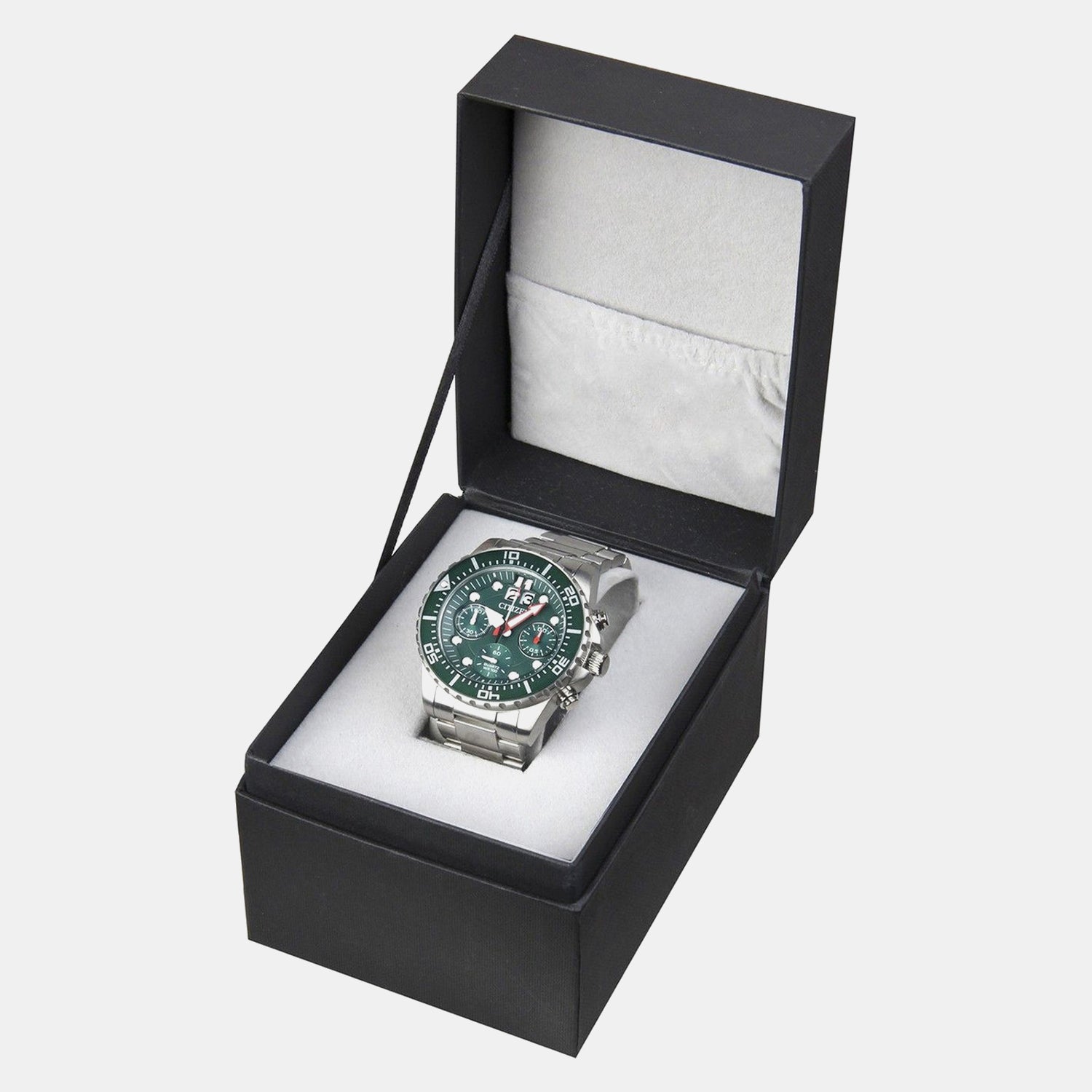 Men Quartz Green Dial Chronograph Stainless Steel Watch AI7009-89X