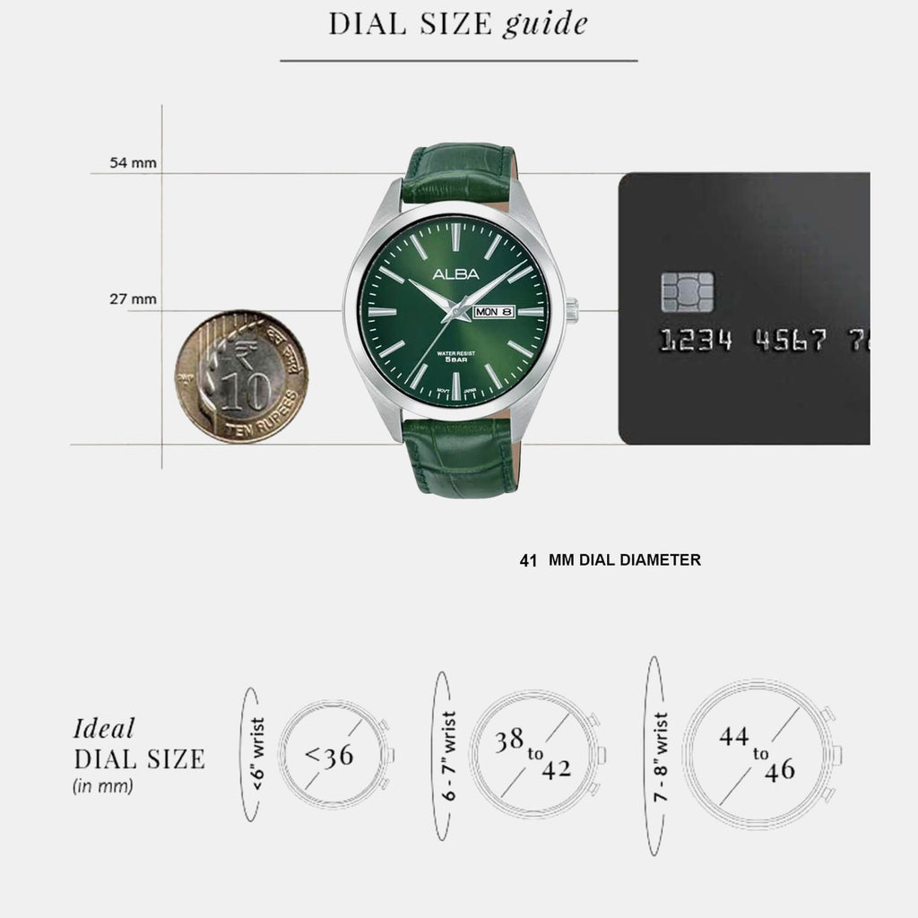 Prestige Men Quartz Green Dial Analog Leather Watch AJ6213X1