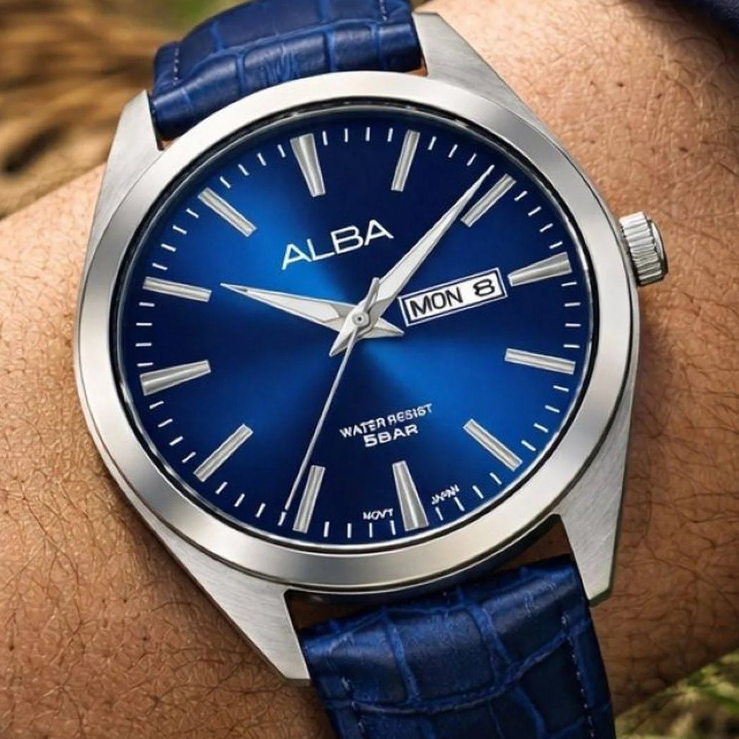 Prestige Men Quartz Blue Dial Analog Leather Watch AJ6215X1