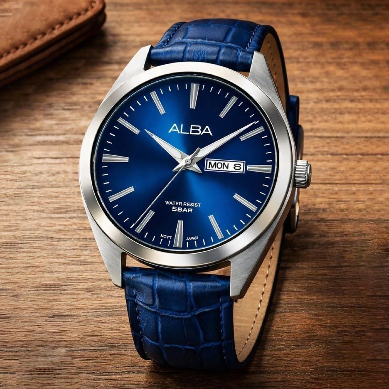 Prestige Men Quartz Blue Dial Analog Leather Watch AJ6215X1