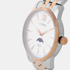 Men Quartz Silver Dial Analog Stainless Steel Watch AK5006-58A