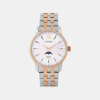 Men Quartz Silver Dial Analog Stainless Steel Watch AK5006-58A