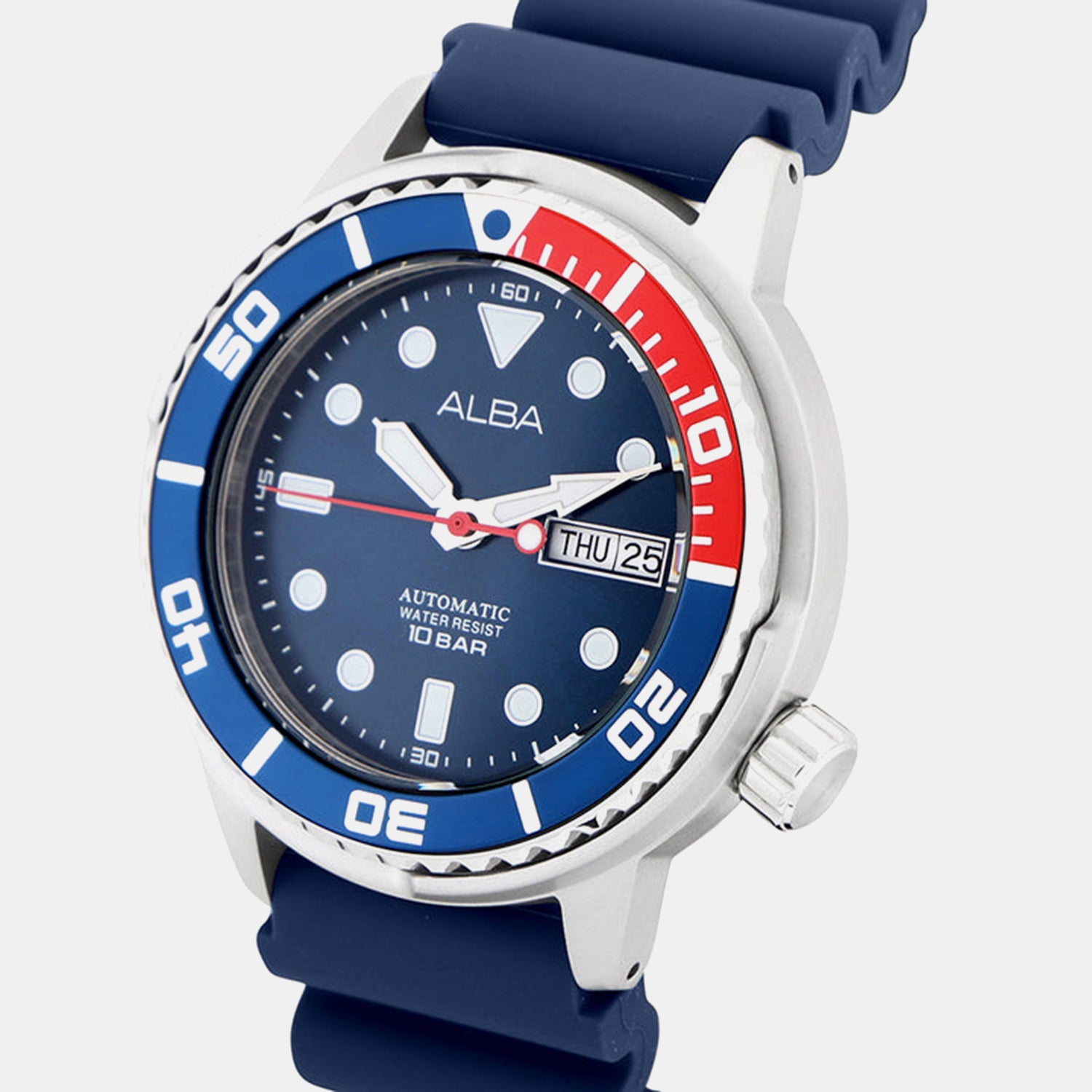 Fashion Men Automatic Blue Dial Analog Silicone Watch AL4251X1