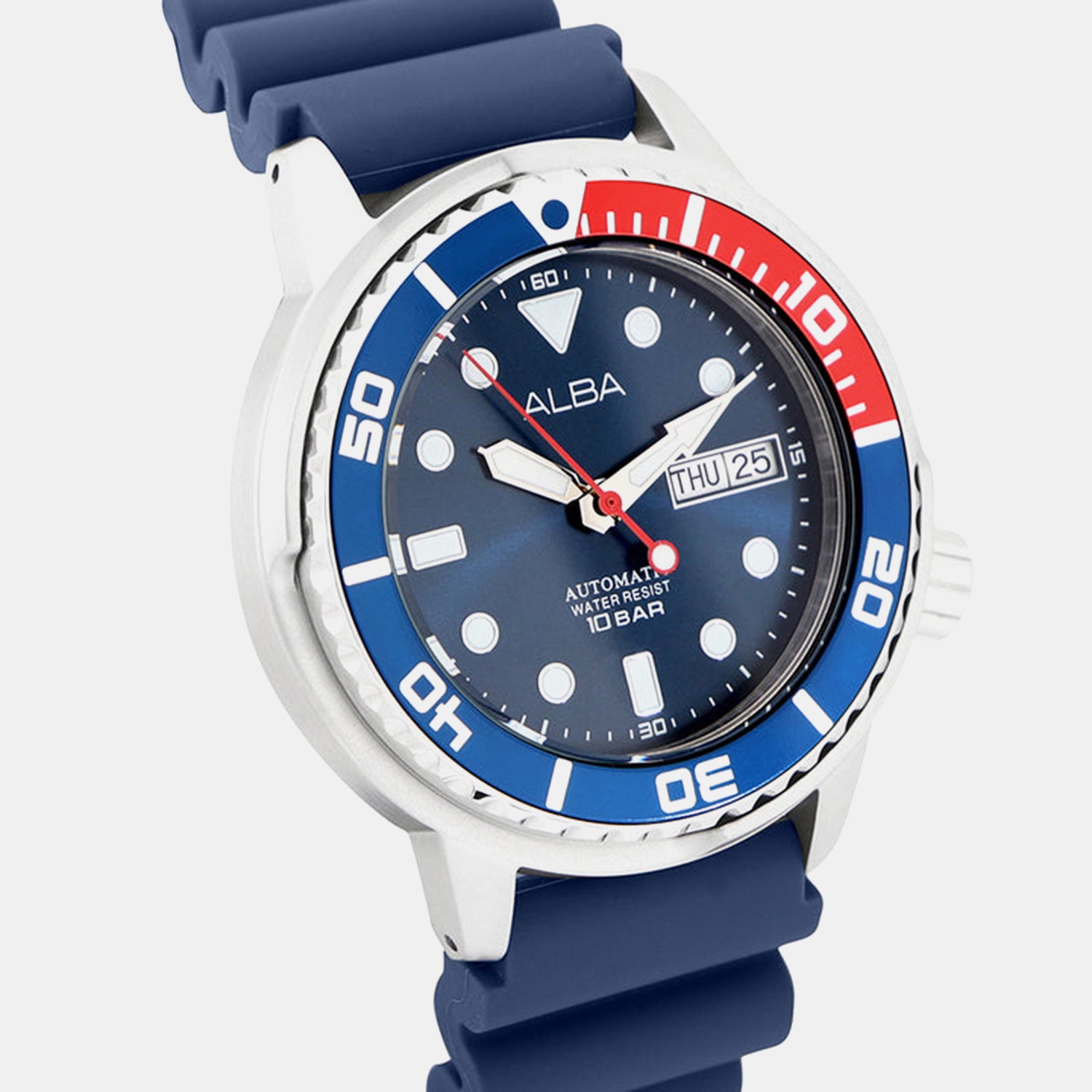 Fashion Men Automatic Blue Dial Analog Silicone Watch AL4251X1