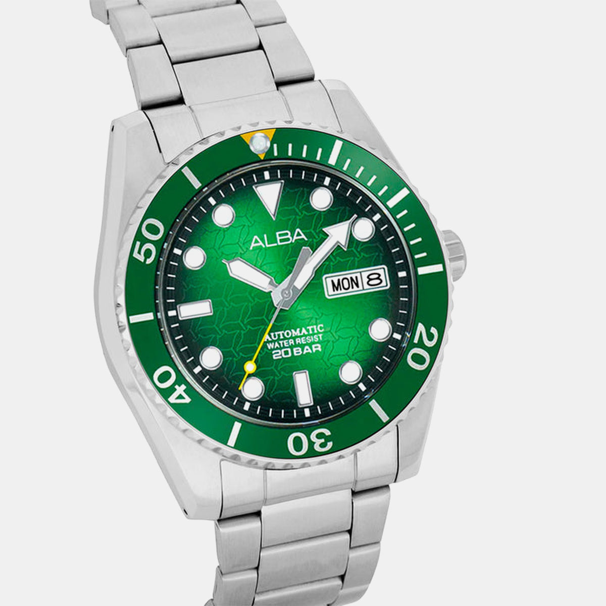 Mechanical Men Automatic Green Dial Analog Stainless Steel Watch AL4437X1