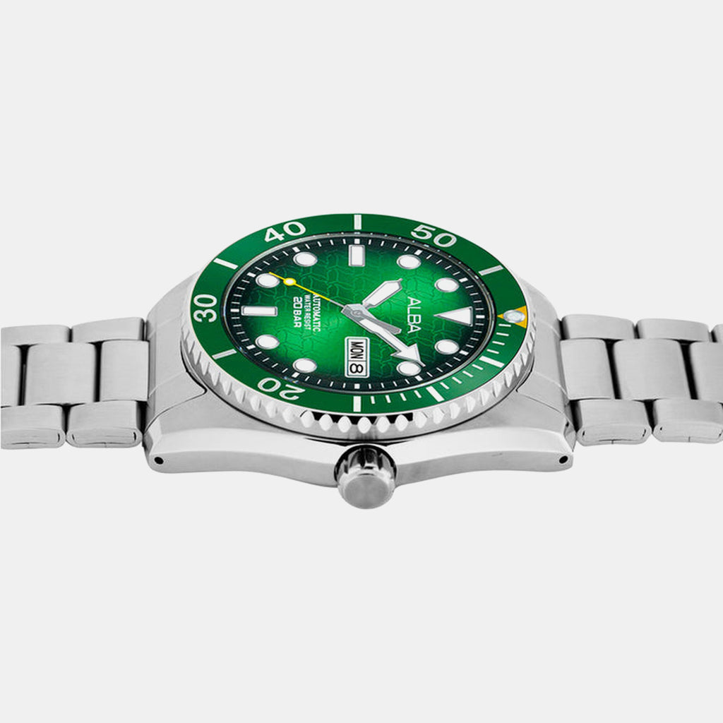 Men Automatic Green Dial Analog Stainless Steel Watch AL4437X1