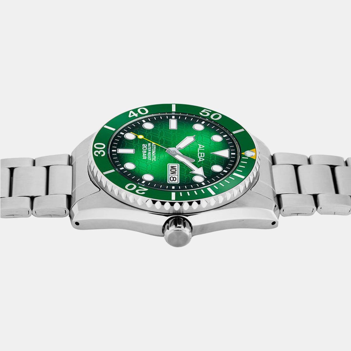 Mechanical Men Automatic Green Dial Analog Stainless Steel Watch AL4437X1