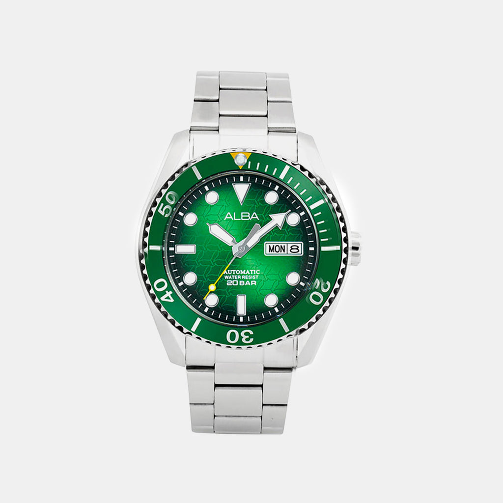 Men Automatic Green Dial Analog Stainless Steel Watch AL4437X1